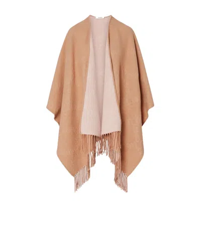 Liu •jo Logo-jacquard Fringed Scarf In Camel