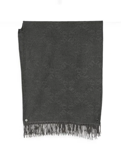 Liu •jo Logo-jacquard Fringed Scarf In Gray