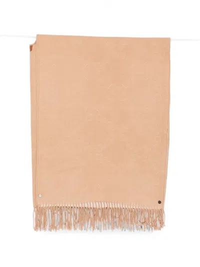 Liu •jo Logo-jacquard Fringed Scarf In Neutral
