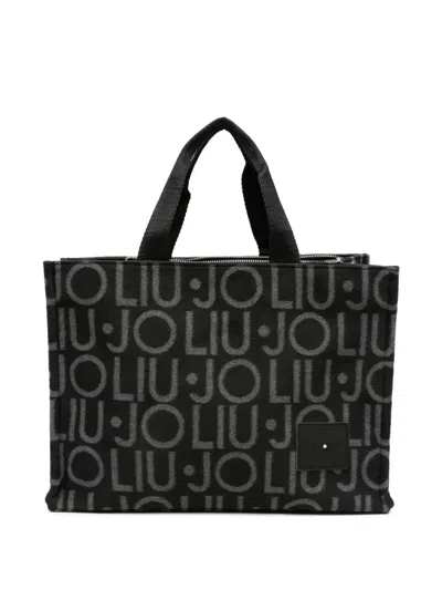 Liu •jo Logo-jacquard Top-handle Tote Bag In Black