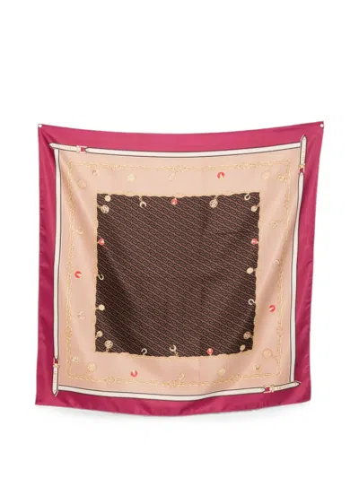 Liu •jo Logo-monogram Chain-print Scarf In Multi