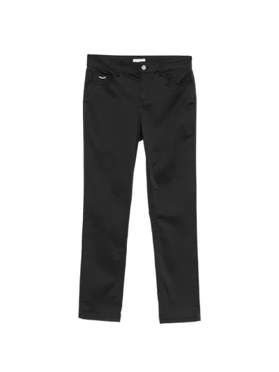 Liu •jo Logo-patch Slim-fit Trousers In Black