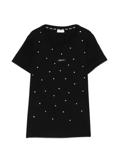 Liu •jo Logo-patch T-shirt In Black