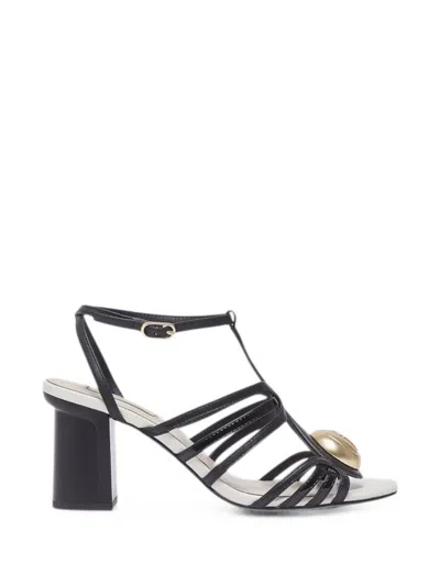 Liu •jo Logo-plaque Caged Sandals In Black