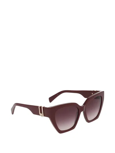 Liu •jo Logo-plaque Cat-eye Sunglasses In Red