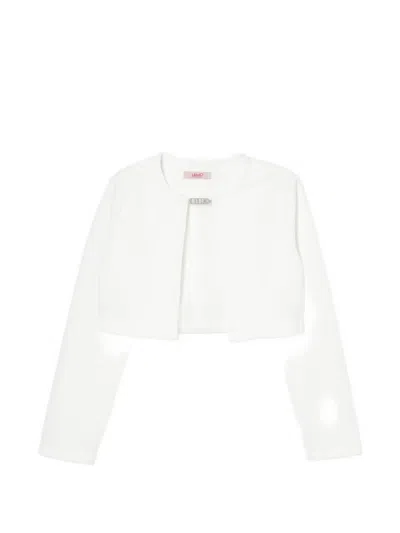 Liu •jo Kids' Logo-plaque Cropped Jacket In White