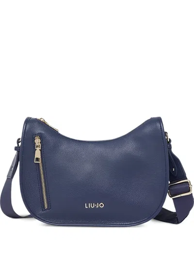 Liu •jo Logo-plaque Curved Crossbody Bag In Blue