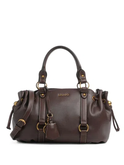 Liu •jo Logo-plaque Drawstring Tote Bag In Brown