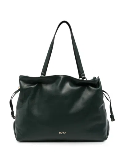 Liu •jo Logo-plaque Drawstring Tote Bag In Black