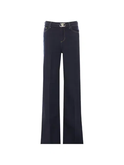 Liu •jo Logo-plaque Flared Jeans In Blue