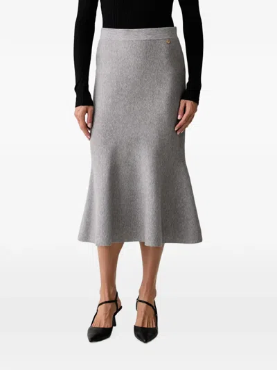 Liu •jo Logo-plaque Flared Skirt In Gray