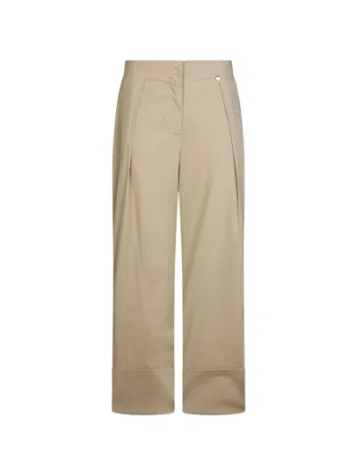 Liu •jo Logo-plaque Flared Trousers In Nude
