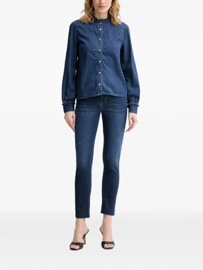 Liu •jo Logo-plaque Frayed Jeans In Blue