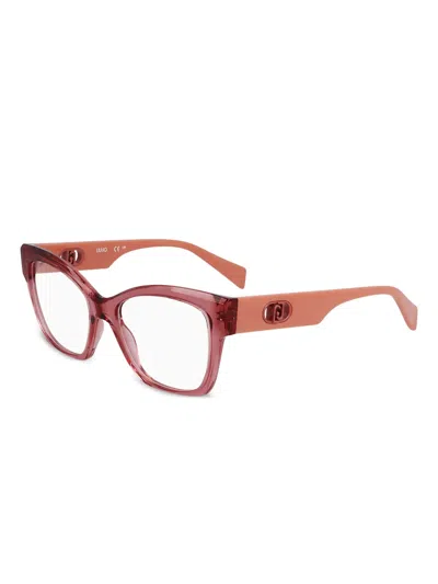 Liu •jo Logo-plaque Glasses In Pink