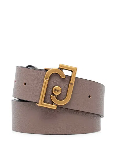 Liu •jo Logo-plaque Grained Belt In Brown