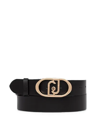 Liu •jo Logo-plaque Leather Belt In Black