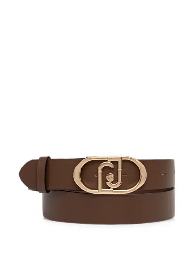 Liu •jo Logo-plaque Leather Belt In Brown