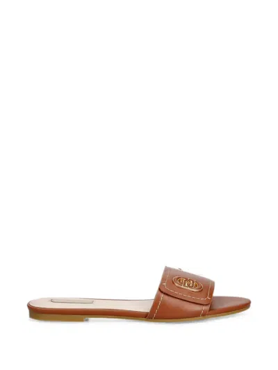 Liu •jo Logo-plaque Leather Sandals In Multi