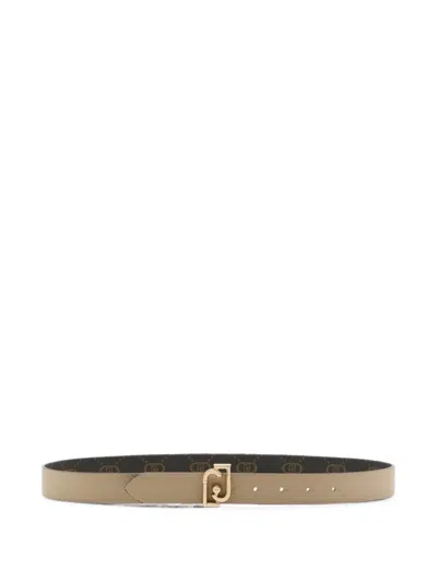 Liu •jo Logo-plaque Monogram-pattern Belt In Purple