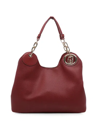 Liu •jo Logo-plaque Pebbled Shoulder Bag In Burgundy