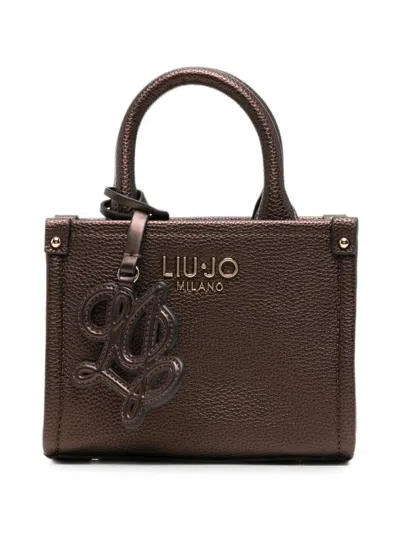 Liu •jo Logo-plaque Pebbled Tote Bag In Brown