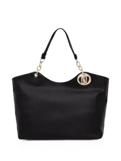 Liu •jo Logo-plaque Pebbled-effect Tote Bag In Black