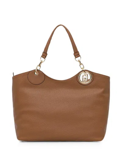 Liu •jo Logo-plaque Pebbled-effect Tote Bag In Brown