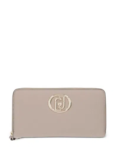 Liu •jo Logo-plaque Pebbled-effect Wallet In Neutral
