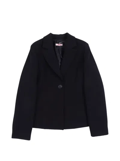 Liu •jo Kids' Logo-plaque Single-breasted Jacket In Black