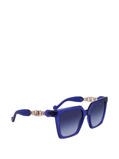 Liu •jo Logo-plaque Square-frame Sunglasses In Blue