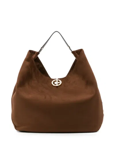 Liu •jo Logo-plaque Studded Tote Bag In Brown