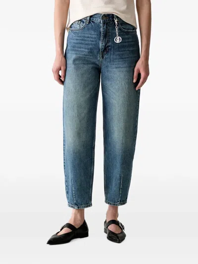 Liu •jo Logo-plaque Whiskered Jeans In Blue