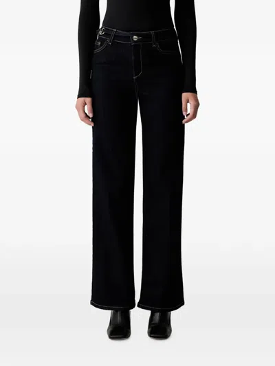 Liu •jo Logo-plaque Wide-leg Jeans In Blue