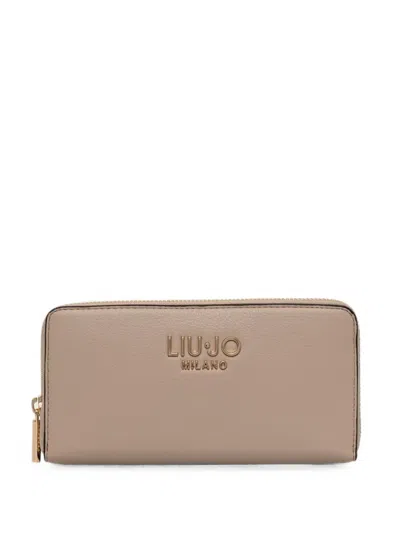 Liu •jo Logo-plaque Zip-around Wallet In Neutral