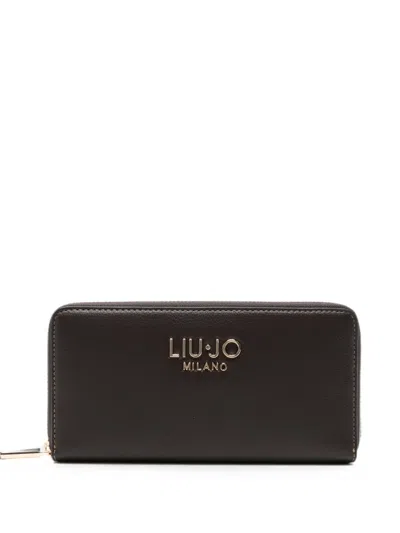 Liu •jo Logo-plaque Zip-around Wallet In Brown