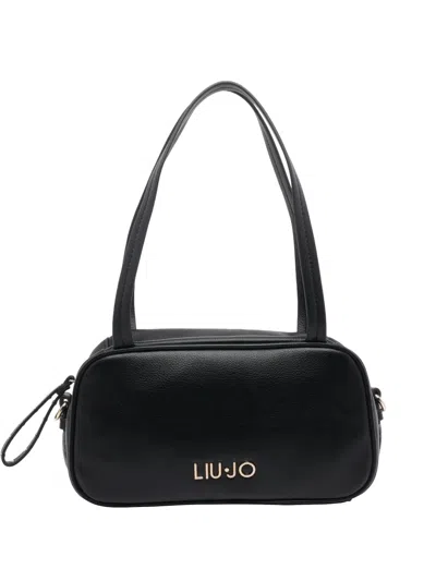 Liu •jo Logo-plaque Zipped Shoulder Bag In Black