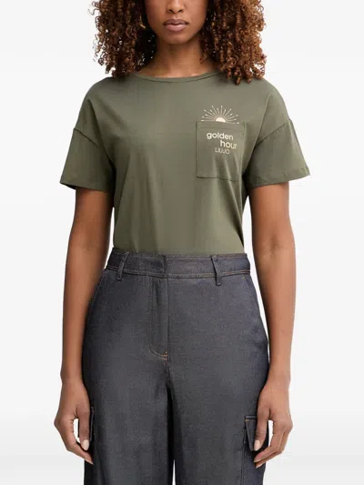 Liu •jo Logo-print Chest-pocket T-shirt In Green
