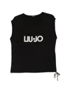 Liu •jo Logo-print Drawstring-hem T-shirt In Black