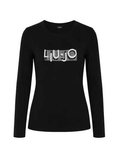 Liu •jo Logo-print Long-sleeve T-shirt In Black