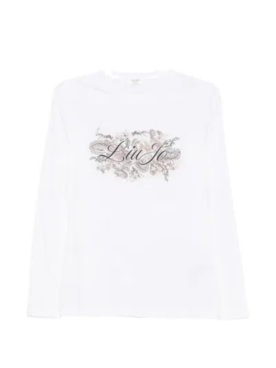 Liu •jo Logo-print Long-sleeve T-shirt In White