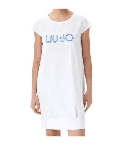 Liu •jo Logo-print Mini Dress In White