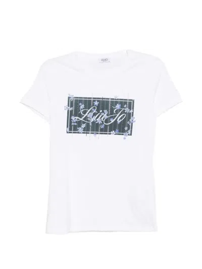 Liu •jo Logo-print Rhinestone-embellished T-shirt In White