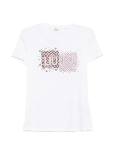Liu •jo Logo-print Rhinestone-embellished T-shirt In White