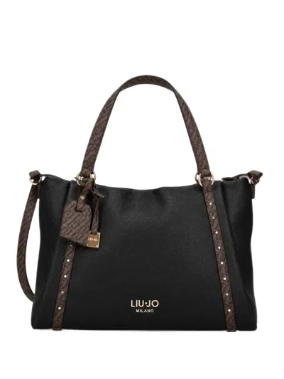 Liu •jo Logo-print Studded Tote Bag In Black