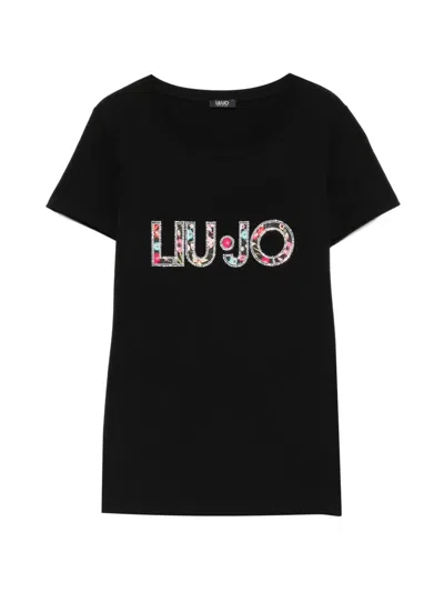 Liu •jo Logo-print T-shirt In Black