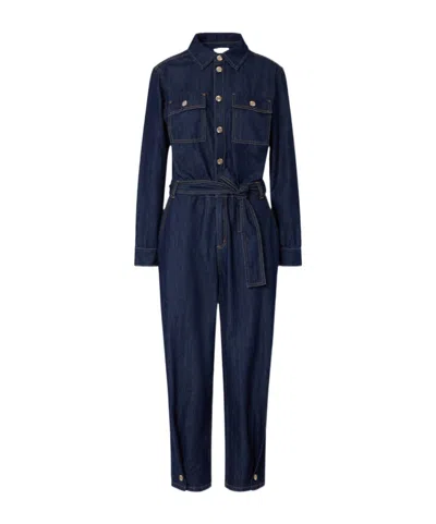Liu •jo Long Denim Jumpsuit In Blue