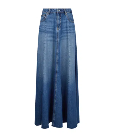 Liu •jo Long Denim Skirt In Blue