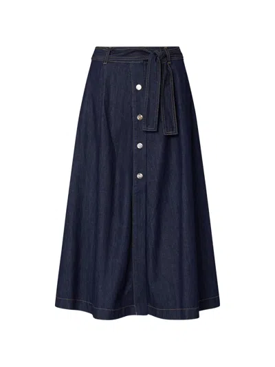 Liu •jo Long Denim Skirt In Blue