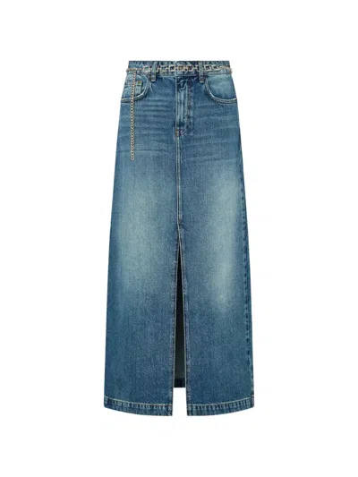 Liu •jo Long Denim Skirt In Blue