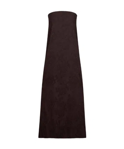 Liu •jo Long Dress With Embroidery In Brown